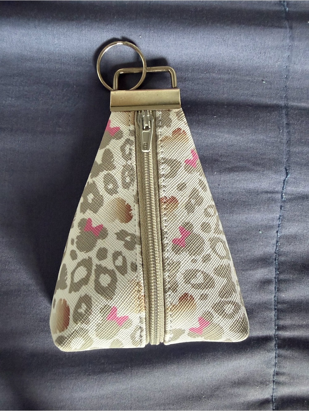 Leopard minnie mouse Print Key Pouch with Pink Accents